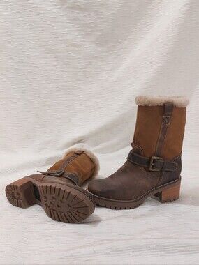 Overland Brown Suede Boots with Side Zip Size 39/8